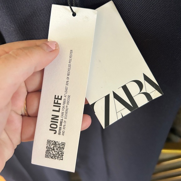 NWT Navy Zara Buttoned Straight Leg Pants, S - Picture 9 of 12
